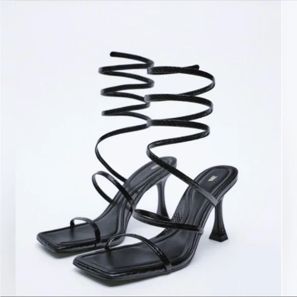 Zara Shoes Nwt Zara Spiral Heels Black Size Poshmark